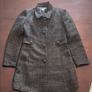 Chapter One Sz S Black and Metallic Houndstooth Pea Coat